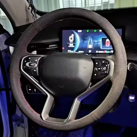 Custom Hand-stitched Black Suede Leather Car Steering Wheel Cover For Haval f7 h6 f7x h2 h3 h5 h7 h8