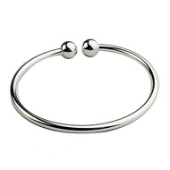 19.5Cm Fashion Simple Women's Stainless Steel Silver Plated Open Hand Cuff Bracelet Simple Beads Bangle Fashion Bangle Bracelets