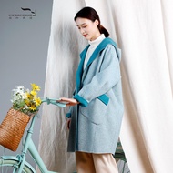 Yijia Yijia 2020 Winter New Style Literary Thin Style Hooded Woolen Jacket Long Woolen Coat ELDD407