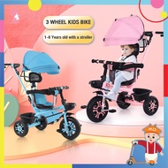 COD giant carrier stroller Baby Stroller 4in1 Baby 3 Wheels Trolley Bike Baby tricycle Bidirectional car