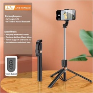 BERGARANSI Tongsis bluetooth 1.7M LED 4 In 1 / Tripod Tongsis Remote