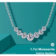 [READY STOCK] Luxury 1.7ct Moissanite Necklace 925 Sterling Silver Plated D Color Diamond Sparkle Wo