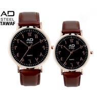 ADSteel Jam Tawaf Tulisan Arab Jawi Anticlockwise Leather Analog Couple Set Watch  Promo 