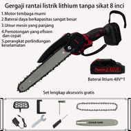 MAKITA Mesin Chainsaw 4 Inch Cordless Chainsaw 48V Gergaji Baterai Gergaji Rantai Elektrik Mini 2 ba