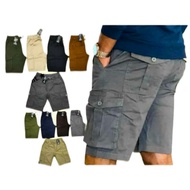 6 Pocket Short Pants Elasticated Waist Cargo Pocket Seluar