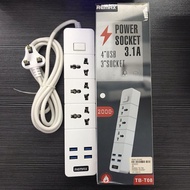 Remax TB-T08 Universal Adaptor Socket (3.1A)  3Socket 4USB