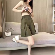 .Casual Shorts Korean Version Cool Quick-Drying Overalls Five-Point Pants Women Summer Thin Casual W