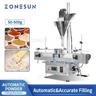 ZONESUN 50-500g Dry Powder Filling Machine Automatic auger auger Garlic Curry Protein Food Packaging
