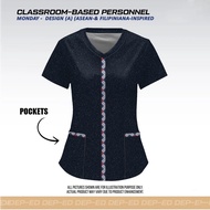 (Add Pocket) 2025 Teacher Uniforms Deped Teacher Uniforms Tshirts Women's Casual V-College Teacher T