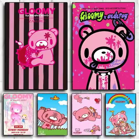 C-Cartoon G-Gloomy Bear Vintage Posters Sticky Whitepaper Prints Posters Artwork Posters Wall Sticke