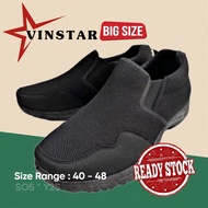 Vinstar Men Slip On Sport Shoes Black Trainer Hiking Kasut  Hitam Sport sekolah Casual Shoe Lelaki Kasut 黑鞋学生爬山工业