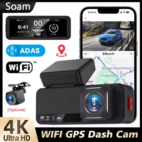 Soam 4K+2.5K ADAS Dash Cam 3.2 " IPS Screen 170° Buin-in WIFI/GPS G-Sensor 24H Parking Monitor Camer