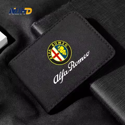 Suede Car Driving License Bag Card Credit Holder Purse Wallet Case Cover For Alfa Romeo Giulia Giuli