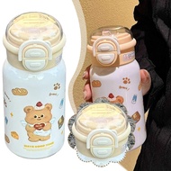 Cute Double Drinking Straw Water Cup Cartoon Plastic Cup Portable Capacity Children's Value Z5c0