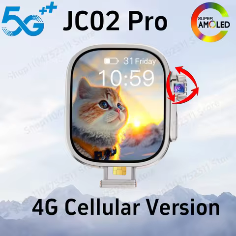 JC02 Pro 5G Smartwatch 2.29inch Amoled Curved Display S10 Ultra Smart Watch With Rotary Camera GPS W
