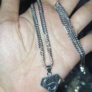 silver Italy 925kids superman thick doublechain necklace