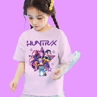 100-150cm Baju Kpop Demon Hunter Huntrix T-shirt Cartoon Demon Hunter Print Clothes Women Girls  Cot