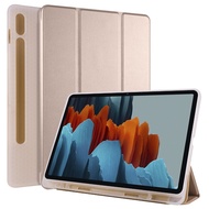[SG] Samsung Galaxy Tab S7 11 inch / Tab S7+ S7 Plus 12.4 inch Tablet Cover - Magnetic Premium Leather 3-Fold Soft Translucent Back with inner S Pen Slot