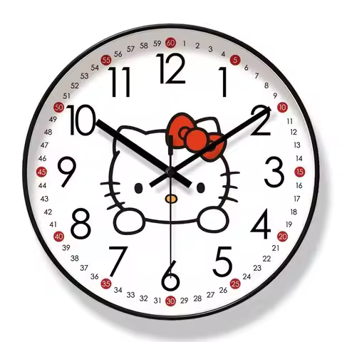 Cute cartoon character Hello Kitty Quartz clock KITTY silent hanging table Early education living ro