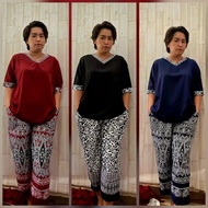 SET   PUA KUMBU BLOUSE + HALF QUARTER PANTS READY STOCK FIT 55KG TO 85KG