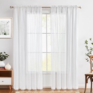 JINCHAN 2PC Light Filtering Sheer Curtains Leaf Lace Living Rom Curtain Voile Window Drapes For Bedr