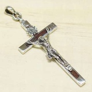 銀革手作 925 純銀 檀木 耶穌 十字架 吊墜