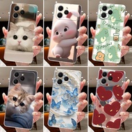 For Tecno Spark 40 4G KM5 Clear Silicone Soft TPU Jelly Casing Cover Cute Rabbit Cat Dinasaur Patter