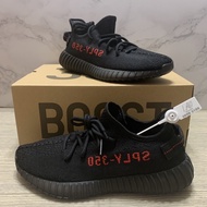 - Adidas Yeezy Boost 350 V2 Black Red bred Letter On Background CP9652