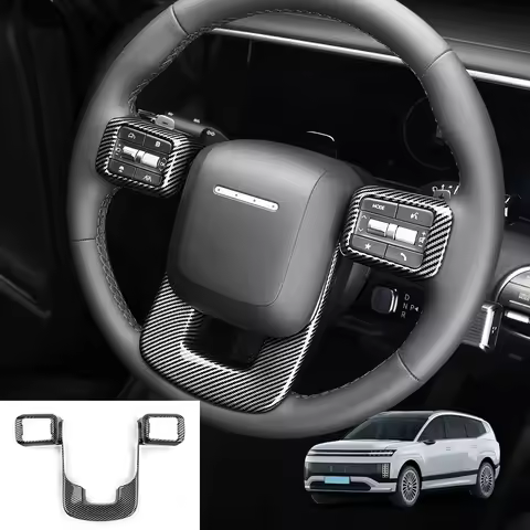 Carbon Fiber Steering Wheel Car Switch Button Trim Panel Frame Cover For Hyundai IONIQ 9 Accessories