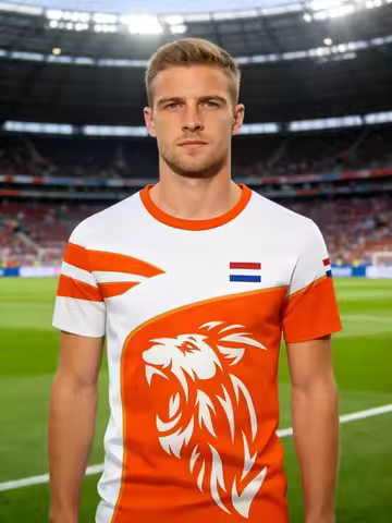 Men Netherlands Lion Graphic Soccer Jersey Summer Short Sleeve O Neck Holland National Flag Print Sp
