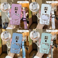 Casing Huawei Mate 20 Pro Case Huawei Mate 20X Case Huawei P30 Lite Case Huawei Nova 4E Case Huawei Nova 3 Case Huawei Nova 3i Case Vanity Mirror Cute Hello Kitty Anime Stand Wrist Band With Metal Sheet Phone Cover Cassing Cases Case SK