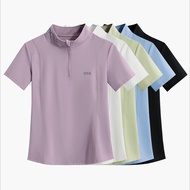 LURO women's sports shirt, cool, absorbent, stretchy cotton, slim fit form, standing polo neck - A8N