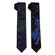 Casani Original Design Tie（Blue Dragon Tiger）Jacquard Embroidery DK Trendy Student Accessories JK Ga