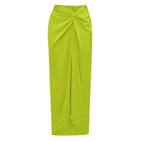 Fashion Solid Beach Dress Women's Casual Elastic High Waist Slit Long Skirt Summer 2025 New Beachwea