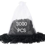 3000pcs gelang getah hitam kecil untuk rambut, gelang getah mini lembut dan elastik untuk rambut, un