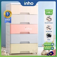 INHO L40/48cm (5 Layers) Plastic Drawer Storage Cabinet Wardrobe Drawer Storage Cabinet