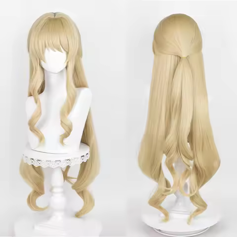 Genshin Impact Navia Wig Synthetic Long Wavy Blonde Fluffy Game Cosplay Women Hair Heat Resistant Wi