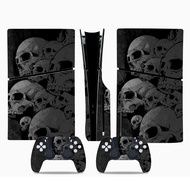 （2024） PS5 Slim Disc Skin Sticker Skull Protective Vinyl Decal Cover for PS5 Slim Disc Console and 2 Controllers（2024）