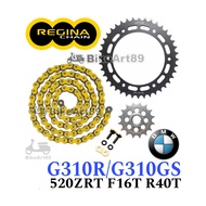 BMW G310R G310GS REGINA Sprocket Chain Kit ZRT ZRA Ring 520 Gold Black Chain 100% Original Regina It