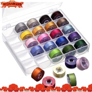 Bobbin Case Organizer with 25 Clear Sewing Machine Bobbins and Assorted Colors Sewing Thread for Brother/ Babylock/ Janome/ Kenmore/ Singeruejfrdkuwg