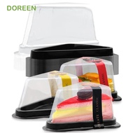 DOREEN 50Pcs Cake Slice Boxes, Plastic Disposable Cheesecakes Box, Commercial Triangular 6/8 In Clea