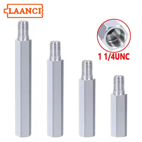 LAANCI Diamond Drill Bit Extension 150-550mm 1 1/4UNC Thread Outdoor Silver Aluminum Drill Bit Diamo