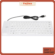 YUJINX Silicone Keyboard, 85 Keys Waterproof USB Wired Keyboard, Portable Black/Orange/White Silent 