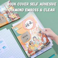 Book Cover Self Adhesive Sticker Pembalut Buku Sticker Diamond Emboss Clear Transparent Book Wrap