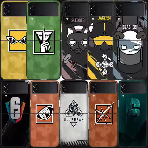 Game Rainbow S-Six S-Siege Phone Case For Samsung Z Flip 7 6 5G Galaxy Z Flip 5 4 3 Black Hard Cell 