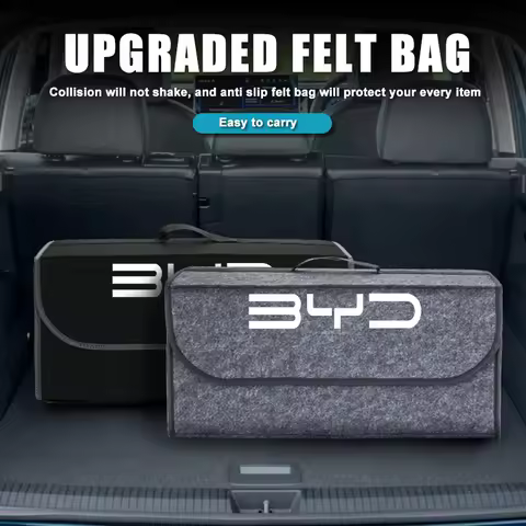 Felt Car Logo Trunk Organizer Bag Foldable Trip Storage Box Interior Accessories For BYD Atto F0 G3 