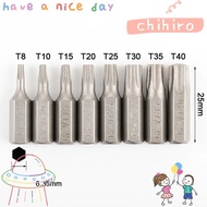 CHIHIRO 1pc Torx Bits, 25mm Length S2 Alloy Steel Screw Driver Bit, T6-T40 1/4 Inch Hex Shank 6 Poin