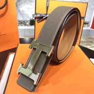 Hermes togo Leather Men's Belt Width 3.8cm Double-Sided Two-Color Use