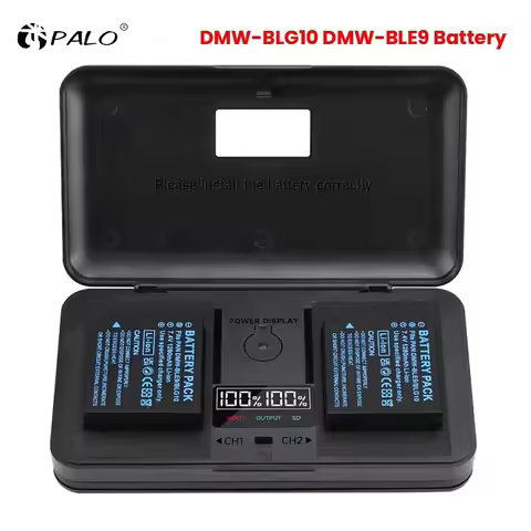 PALO 1280mAh DMW-BLG10 DMW BLG10 BLG10e BLE9 Battery+LCD Charger Case Type C for Panasonic LUMIX GF5