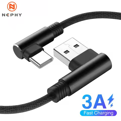 90 Degree Elbow 3A USB to Type C Fast Charging Cable for Huawei Mate Xiaomi Redmi Honor USB Type C Q